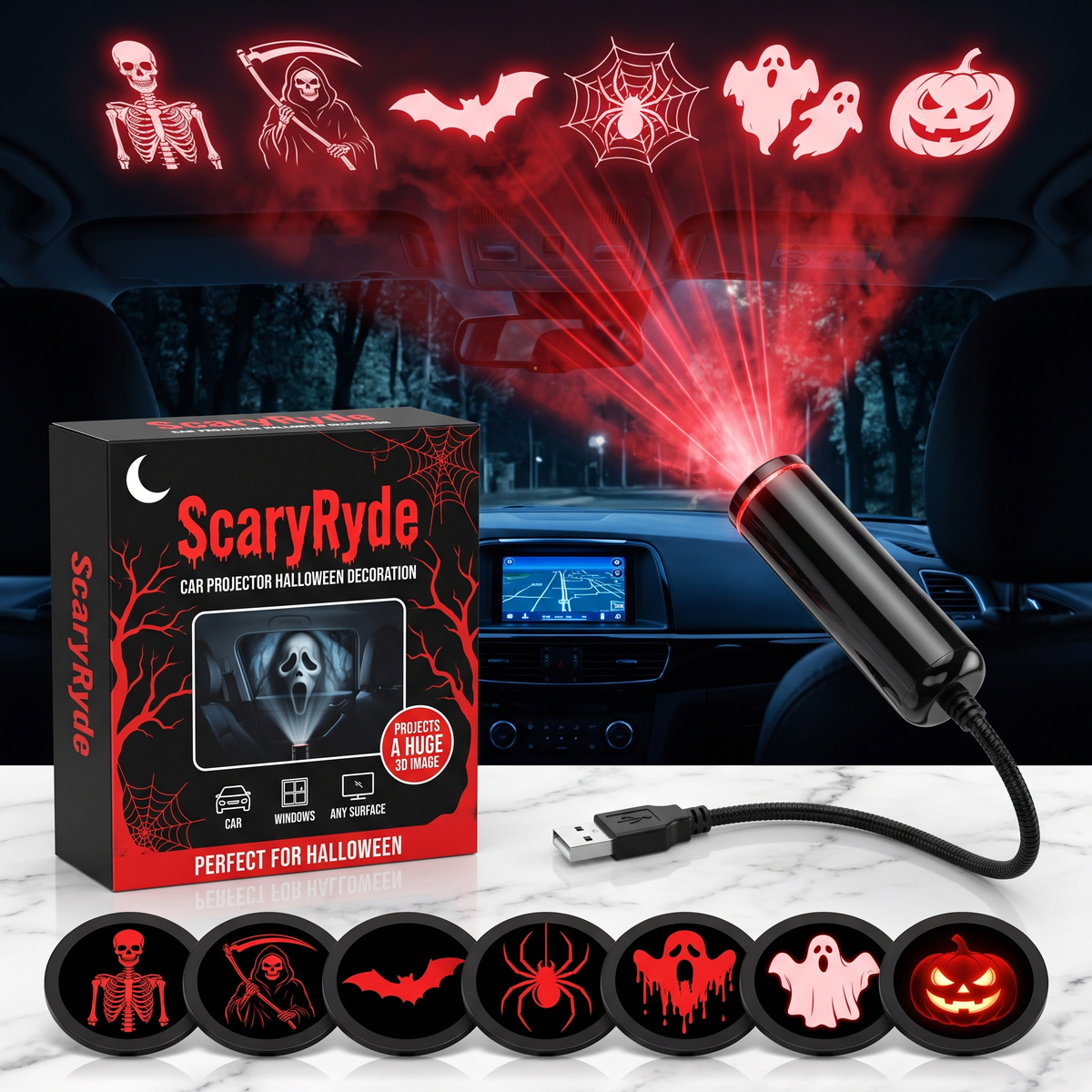 ScaryRyde - Halloween USB Projector
