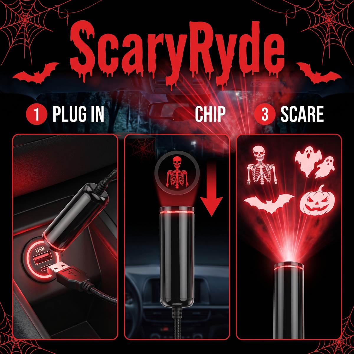 ScaryRyde - Halloween USB Projector